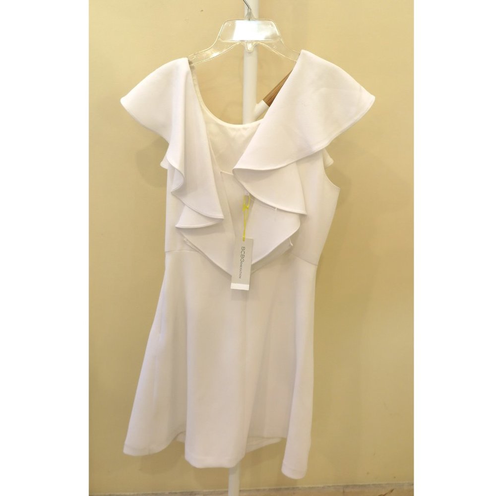 BCBG Generation White Ruffled Dress - Size 6